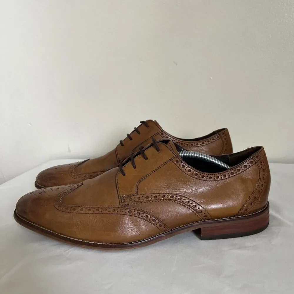 FLORSHEIM Castelllano Wingtip Leather Oxford Dress Shoe, Saddle Tan- 12 D